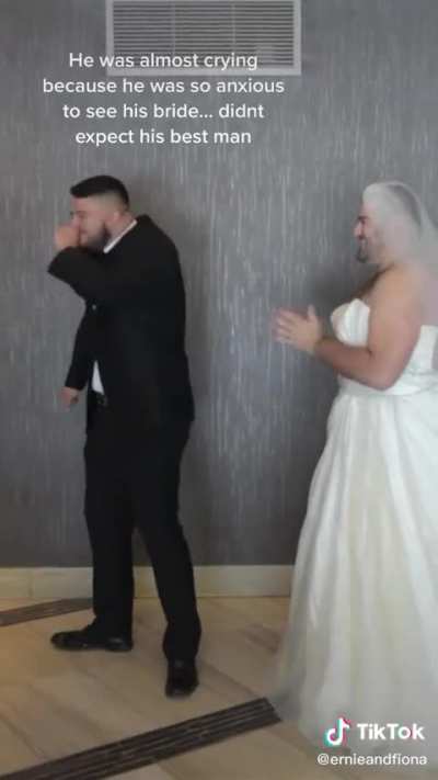 That's one way to dispel the wedding jitters!