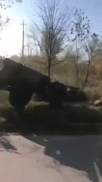 Idiot on tractor