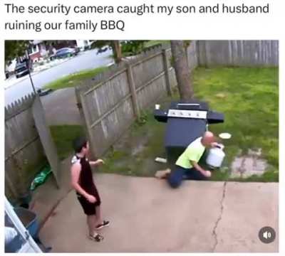 Father and son goofing around