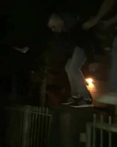 WCGW walking across a spiked fence