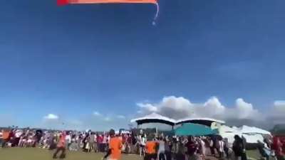 3 year old gets caught in kite and is sent flying during kite festival