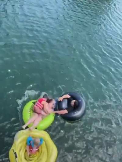 Kid blindly jumps off a building into water