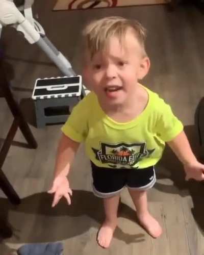 His mama went to work and did not give him a kiss..??