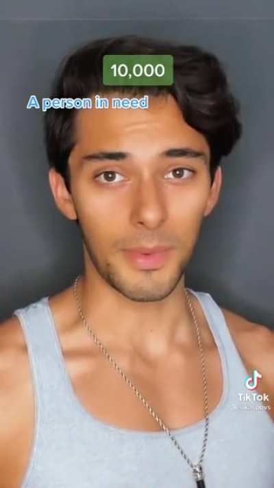 He’s so selfless for giving hypothetical money to a hypothetical person in-need in a hypothetical tiktok scenario ?