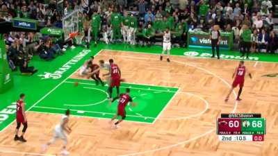 [Highlight] Udonis Haslem puts hands on Jayson Tatum mid air and is not called for a foul, leaving Tatum furious at the ref