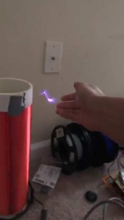 Touching A Tesla Coil