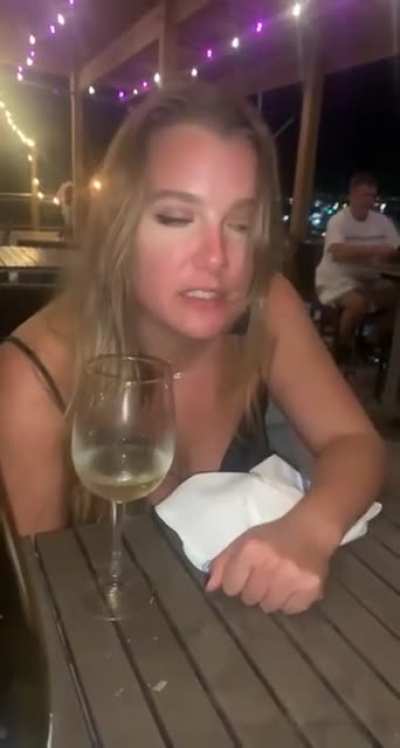 This is my girlfriend’s sister talking, and their friend “on” the chair.