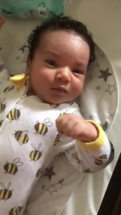 My 1.5 month old baby can say “Hello” ?