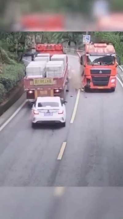 overtaking a truck on sharp left