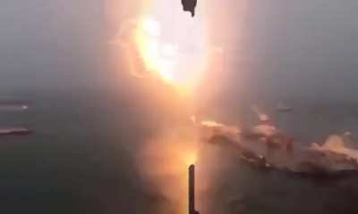 A lightning striking a boat in Boston