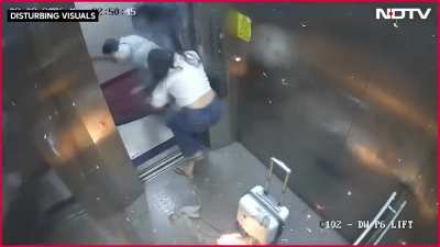 Balloons exploded inside a building elevator