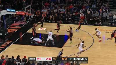 [Highlight] James Harden intercepts the pass and knocks down a wide open 3