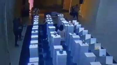 WCGW Girl trying to take a selfie, destroys $200K of art
