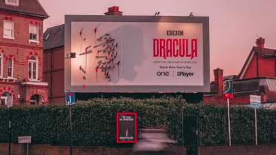 "Just a billboard with some bloody stakes in it. Until the sun goes down." This is one of the most creative billboards I've ever seen!