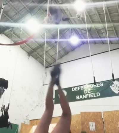 Hanging upside down at the gym