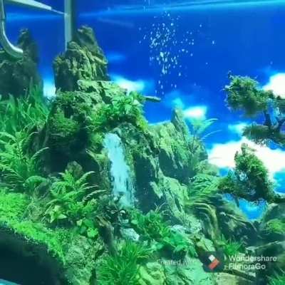 A waterfall under water
