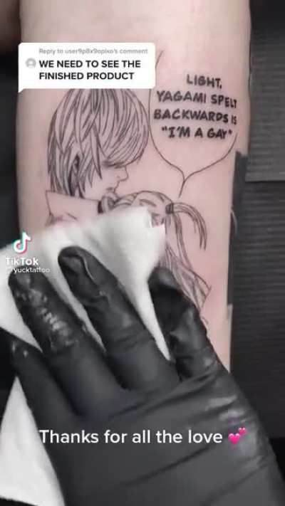 a permanent tattoo. on a human person.