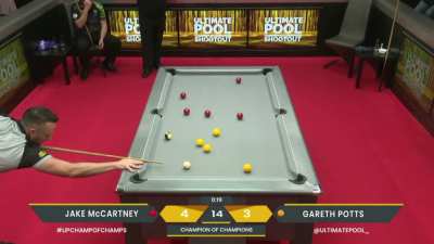 Gareth Potts, four-time world champion eight-ball pool player, cleaning a table in under 30 seconds