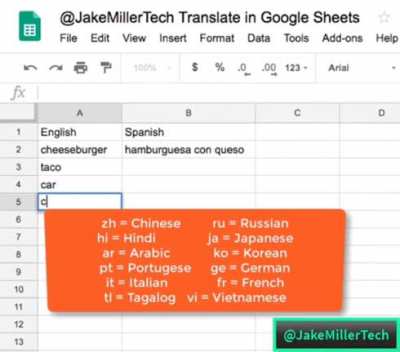 You can use Google sheets to easily learn a foreign language