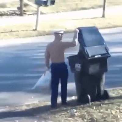Hiding in a trashcan as a prank