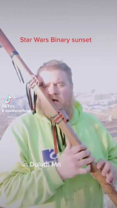Star wars Skywalker theme on a walking stick drone flute