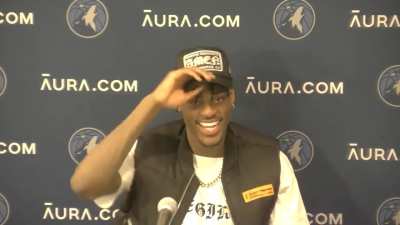 [Highlight] Anthony Edwards crashes Jarred Vanderbilt's post-game interview session: "I repeat, Vando is the Best in the World! He is the One!"