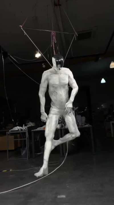 Protoclone is the first bipedal, musculoskeletal android - it has 1,000 myofiber muscles attached to a human-like skeleton, "sweating" through its frame to keep cool