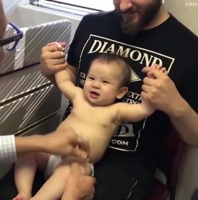 This doctor is a master at giving shots. Baby didn't even realise.