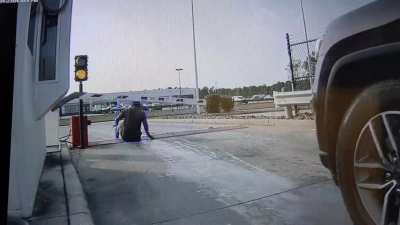 WCGW trying to walk through an automatic gate?