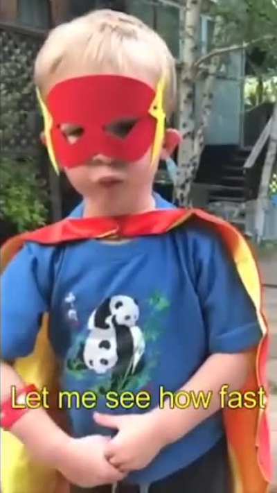 Kid thinks he's flash?