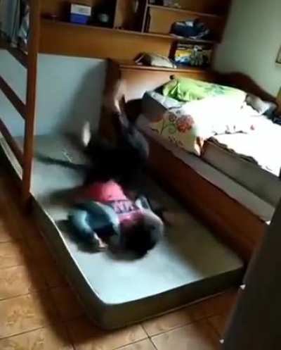 Boy playing by himself.