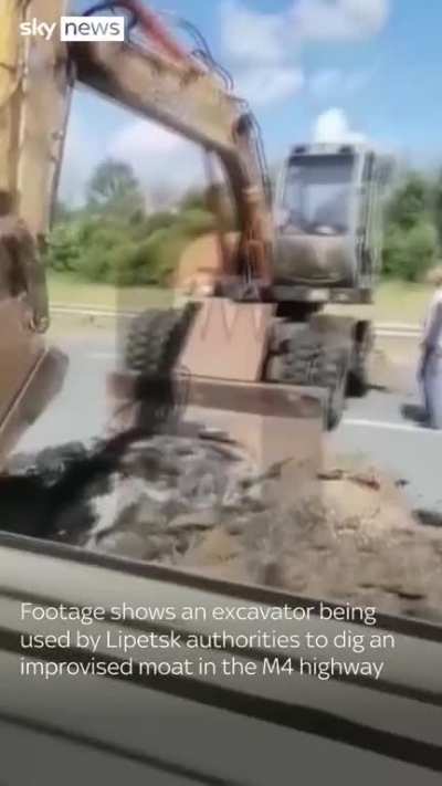 Russian authorities digging up roads to slow the advance of Wagner rebel troops.