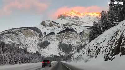 ? Driving through Canada's Banff National Park.