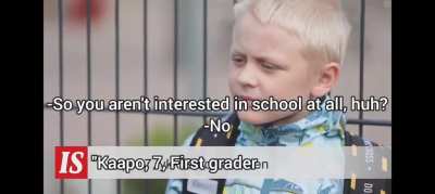 Most enthusiastic Finnish first grader.