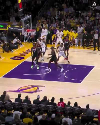 [Highlight] LeBron plays bullyball and scores, then hits the "TOO SMALL" on Dillion Brooks. AD loves it