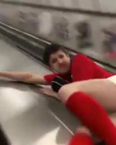 Treating an escalator like a slide… ?‍♂️