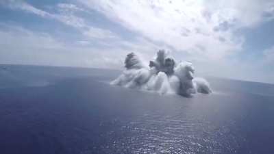 US Navy released the footage of the 40,000-pound bomb explosion that triggered a M3.9 quake during a "shock trial" on the aircraft carrier USS Gerald R. Ford.