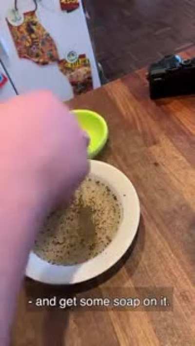 A memorable trick to emphasize the effectiveness of the soap