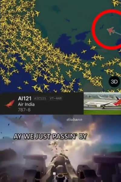 Air India passing by Ukraine