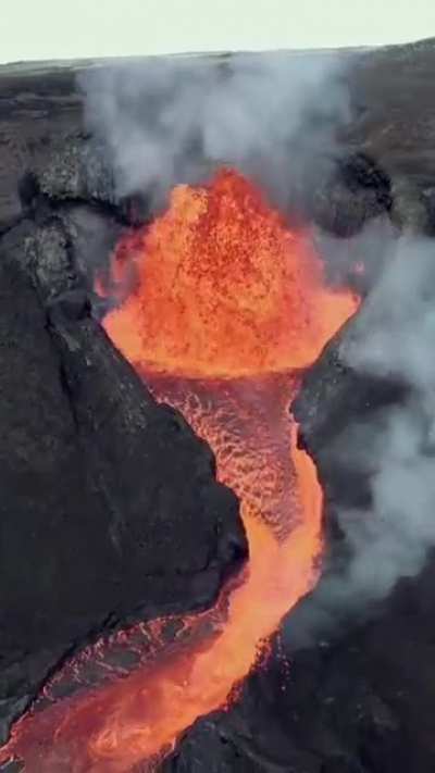 ? Close Footage Iceland Volcano Eruption
