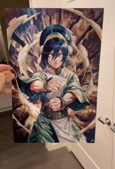 Lenticular Artwork - created by interlacing strips in alternating orders so light reflecting at different angles shows multiple images ... this is my "Avatar the Last Airbender" 3D Lenticular Fan Artwork I created ... hand drawn & self-produced!