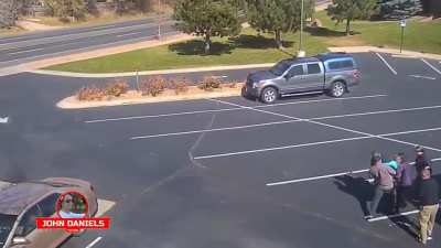 A dog rushes across several lanes of traffic to attack a little girl leaving church. It takes several adults and a knife to save the child.