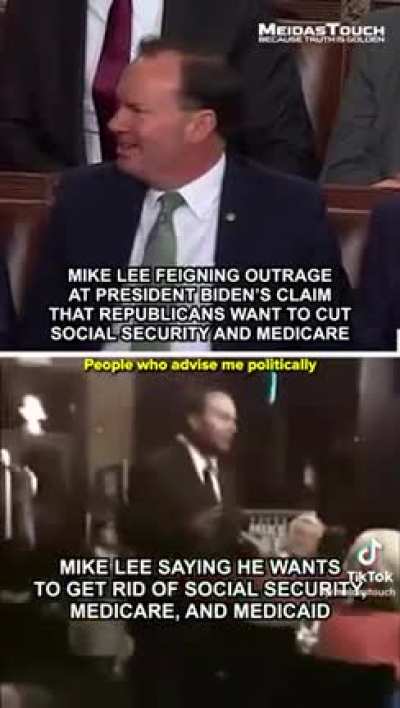 Mike Lee is the cringiest of boomer cringe and yes they do want to get rid of SS, Medicare and Medicaid