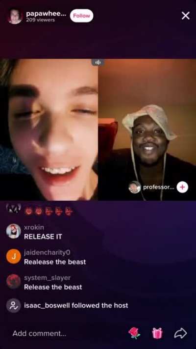 Kid on tiktok said he didn’t want to release his inner beast because he didn’t know if he’d ever come back. The chat successfully convinces him to let him loose…