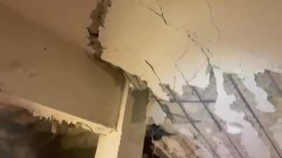 Fire & Rescue at the collapsed Miami building are in the underground parking garage, digging UP to try to find survivors. This ceiling is 12 stories worth of unstable rubble.