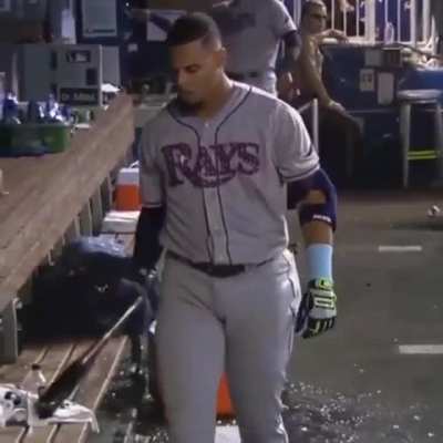 Professional athlete tantrum after striking out.