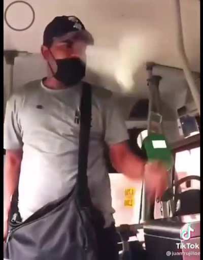Doing a trick on the bus (in Spanish) See it until the end.
