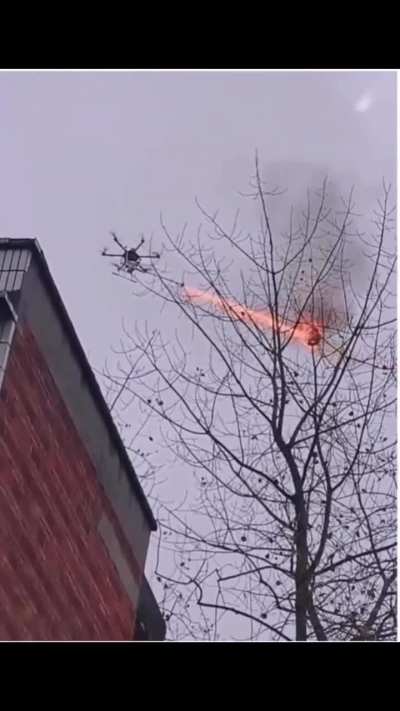 Drone using fire to kill wasps