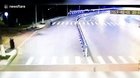 Out of control car just misses jogger.