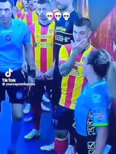 To shake hands with referee